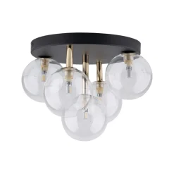 TK Lighting Deckenlampe Glas Metall Ø 35 cm klein Schwarz Gold 5x G9