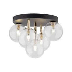 TK Lighting Deckenlampe Glas Metall Ø 35 cm klein Schwarz Gold 5x G9