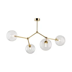 Best TK Lighting Deckenlampe Glas Metall 74 cm lang in Gold 4x G9 VINZA