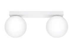 Sollux Deckenlampe Glas Metall 34,5 cm 2x G9 Weiß Kugelschirme* Wohnzimmerlampen|Glaslampen