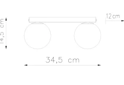 Sollux Deckenlampe Glas Metall 34,5 cm 2x G9 Weiß Kugelschirme* Wohnzimmerlampen|Glaslampen