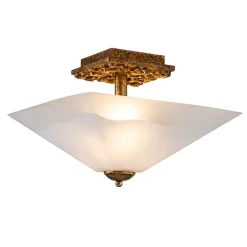 Online Elstead Deckenlampe Glas Metall B: 36,8 cm 2x E27 in Gold antik Weiß