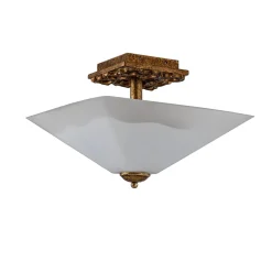 Online Elstead Deckenlampe Glas Metall B: 36,8 cm 2x E27 in Gold antik Weiß
