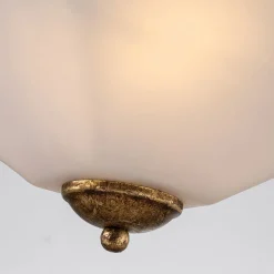 Online Elstead Deckenlampe Glas Metall B: 36,8 cm 2x E27 in Gold antik Weiß