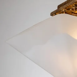 Online Elstead Deckenlampe Glas Metall B: 36,8 cm 2x E27 in Gold antik Weiß