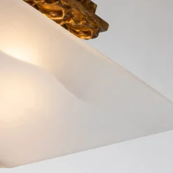 Online Elstead Deckenlampe Glas Metall B: 36,8 cm 2x E27 in Gold antik Weiß