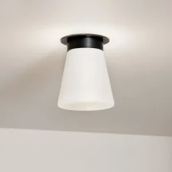 Elstead Deckenlampe Glas Metall D: 21,6 cm klein Schwarz Weiß* Deckenleuchten|Flurlampen