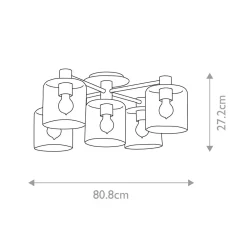 Elstead Deckenlampe Glas Metall E27 80,8 cm breit in Messing antik* Flurlampen|Bürolampen