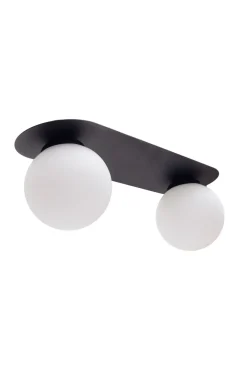 Belis Deckenlampe Glas Metall E27 2-flammig Schwarz Weiß* Flurlampen|Bürolampen