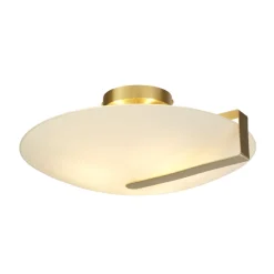 Searchlight Deckenlampe Glas Metall E27 Ø40,5 cm rund in Gold Weiß* Flurlampen|Wohnzimmerlampen