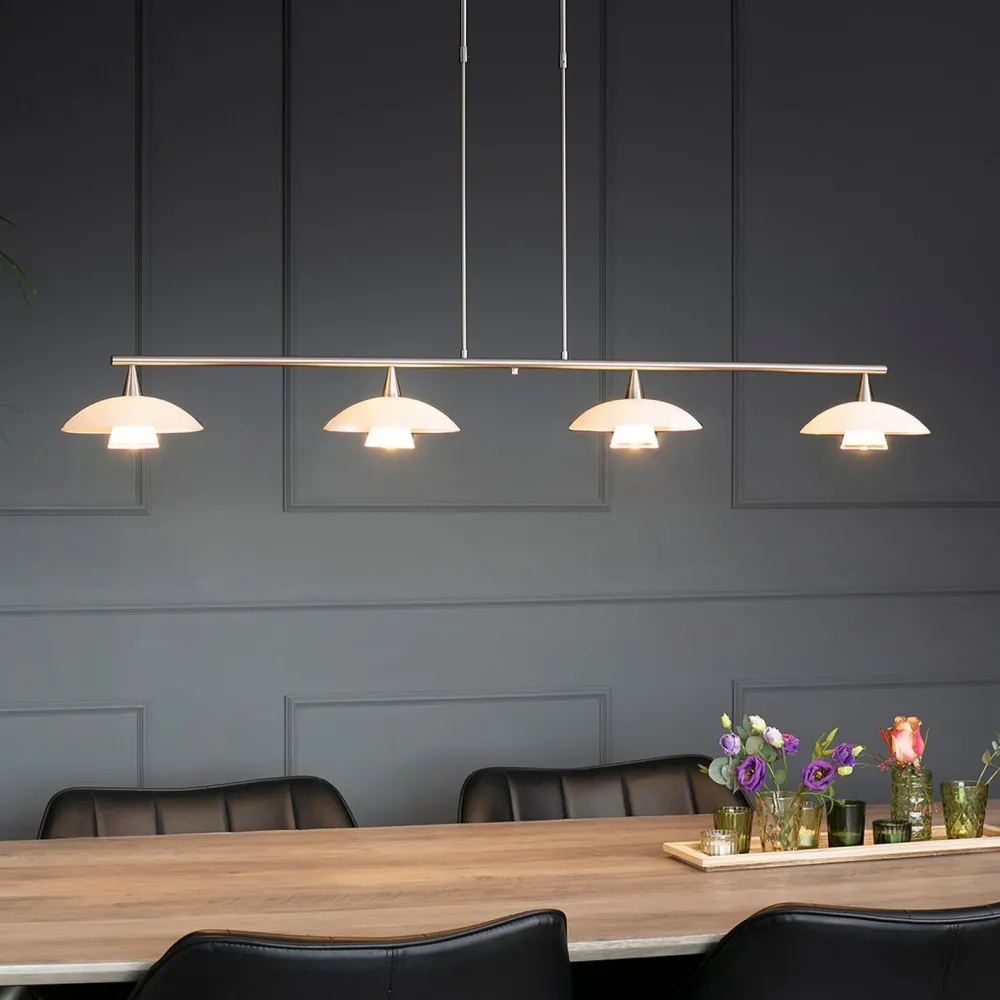 Steinhauer Deckenlampe Glas Metall 4-flmg 120 cm inkl. G9 blendarm* Deckenleuchten|Badezimmer Lampe