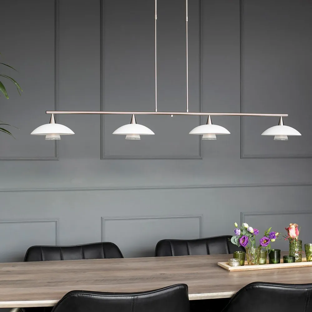 Steinhauer Deckenlampe Glas Metall 4-flmg 120 cm inkl. G9 blendarm* Deckenleuchten|Badezimmer Lampe