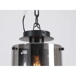 Searchlight Deckenlampe Glas Metall in Schwarz Rauchgrau B:22 cm