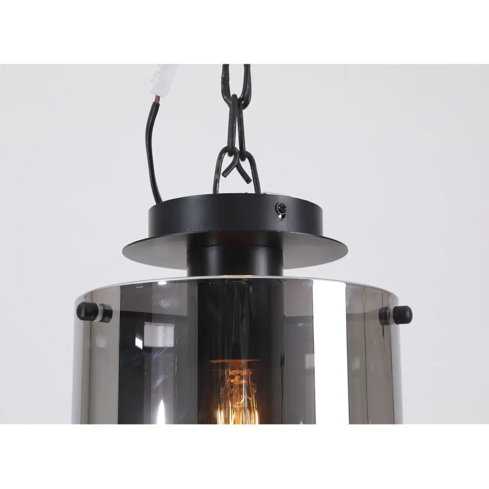 Searchlight Deckenlampe Glas Metall in Schwarz Rauchgrau B:22 cm