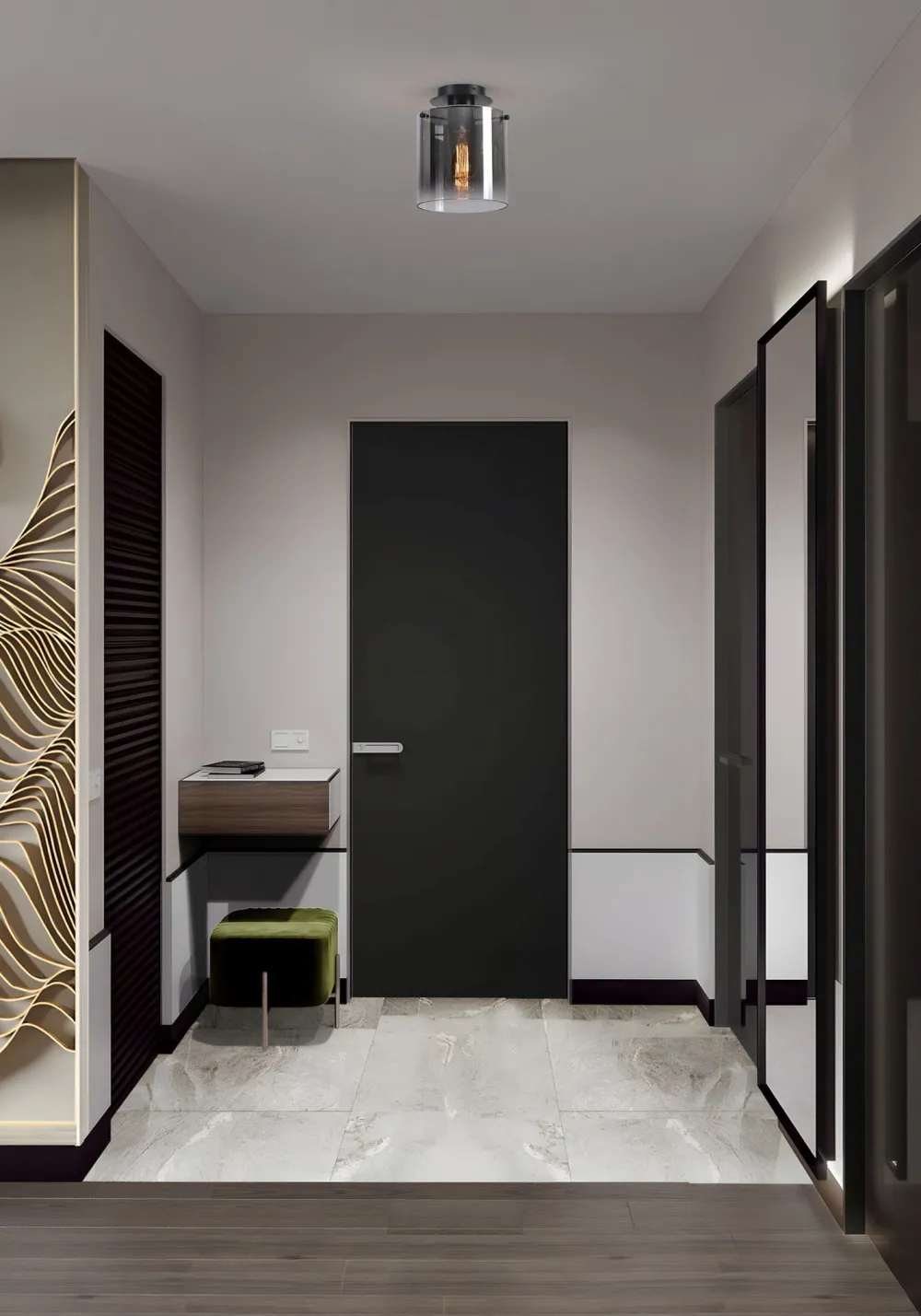 Searchlight Deckenlampe Glas Metall in Schwarz Rauchgrau B:22 cm