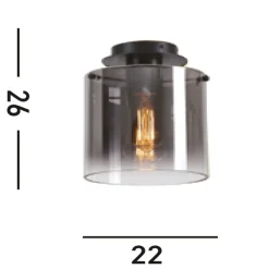 Searchlight Deckenlampe Glas Metall in Schwarz Rauchgrau B:22 cm