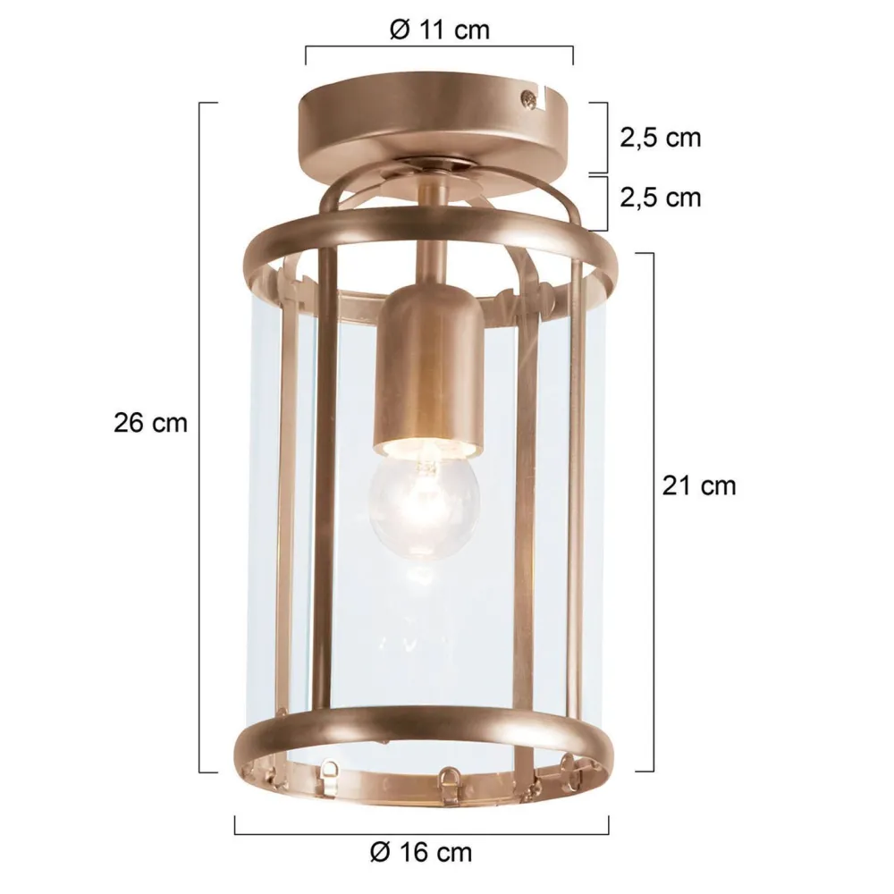 Clearance Steinhauer Deckenlampe Glas Metall in Bronze Ø16 cm E27 Klassisch
