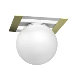 Discount Luminex Deckenlampe Glas Metall in Weiß Gold B:22 cm E27 Kugel