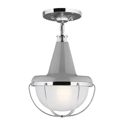 Elstead Deckenlampe Glas Metall Industrial in Nickel E27 Ø23cm* Deckenleuchten|Industrie Lampen