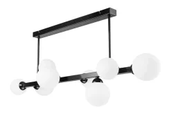 Best Lamkur Deckenlampe Glas Metall Kugelschirme Schwarz Weiß 102 cm lang