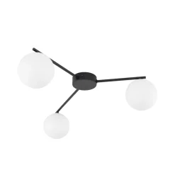 TK Lighting Deckenlampe Glas Metall L: 56,5 cm G9 Schwarz Weiß 3-flammig