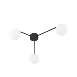 TK Lighting Deckenlampe Glas Metall L: 56,5 cm G9 Schwarz Weiß 3-flammig