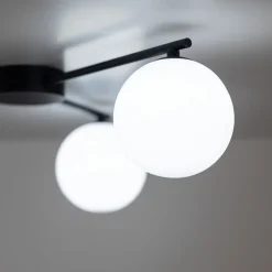 TK Lighting Deckenlampe Glas Metall L: 56,5 cm G9 Schwarz Weiß 3-flammig