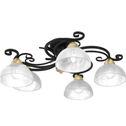 Clearance Luminex Deckenlampe Glas Metall Schwarz Weiß Messing 5-flammig