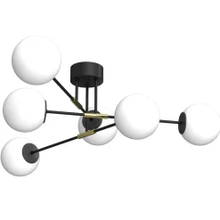 Hot Luminex Deckenlampe Glas Metall Schwarz Weiß Gold 6-flammig E27