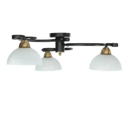 Luminex Deckenlampe Glas Metall Schwarz Weiß Messing 3-flammig* Glaslampen|Metall Lampen