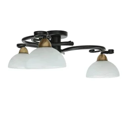 Luminex Deckenlampe Glas Metall Schwarz Weiß Messing 3-flammig* Glaslampen|Metall Lampen