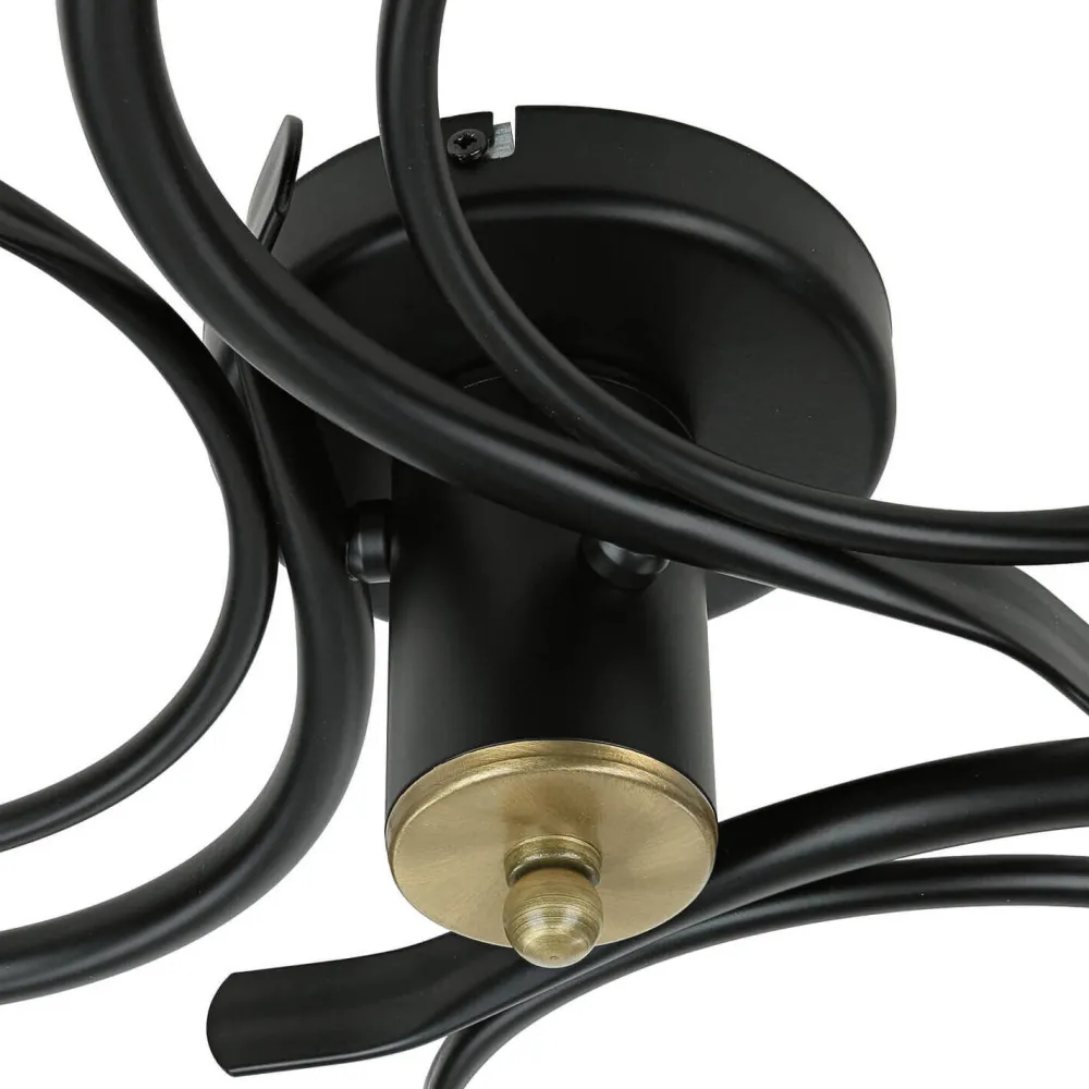 Luminex Deckenlampe Glas Metall Schwarz Weiß Messing 3-flammig* Glaslampen|Metall Lampen