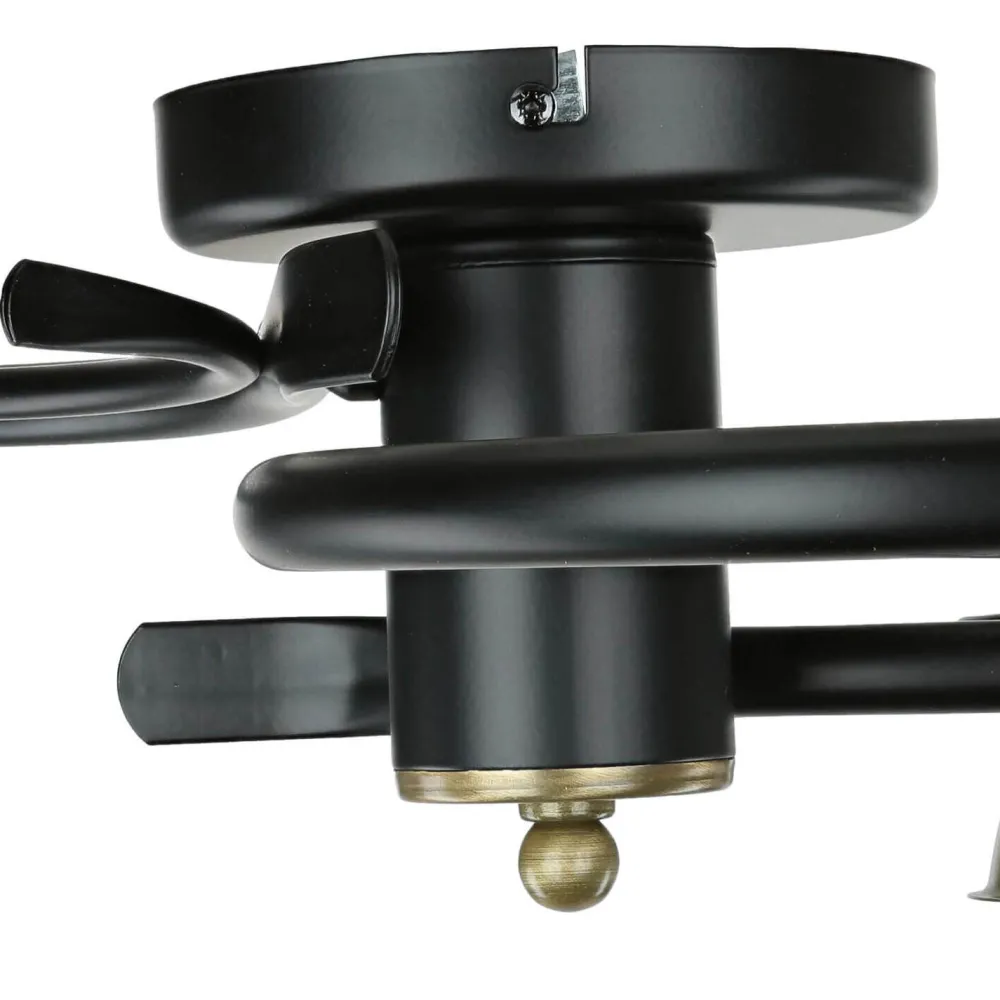 Luminex Deckenlampe Glas Metall Schwarz Weiß Messing 3-flammig* Glaslampen|Metall Lampen