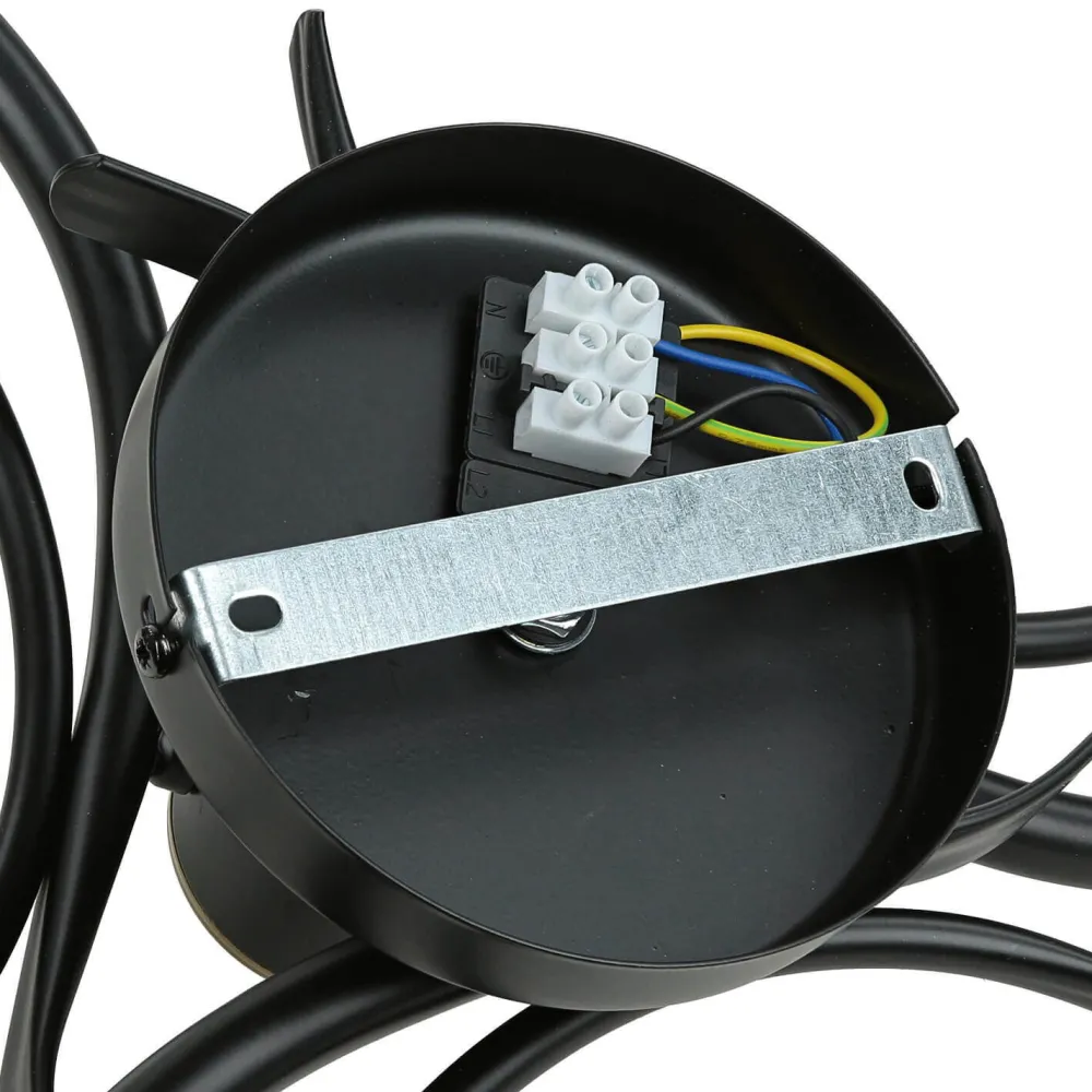 Luminex Deckenlampe Glas Metall Schwarz Weiß Messing 3-flammig* Glaslampen|Metall Lampen