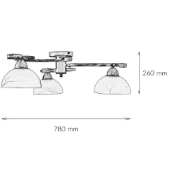 Luminex Deckenlampe Glas Metall Schwarz Weiß Messing 3-flammig* Glaslampen|Metall Lampen