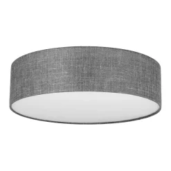 Best TK Lighting Deckenlampe Grau rund flach Ø 60 cm Stoffschirm Modern