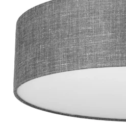 Best TK Lighting Deckenlampe Grau rund flach Ø 60 cm Stoffschirm Modern