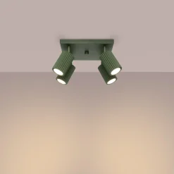 Outlet Sollux Deckenlampe Grün B: 25 cm klein schwenkbar 4x GU10 Aluminium