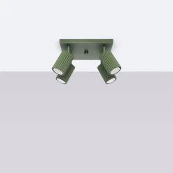 Outlet Sollux Deckenlampe Grün B: 25 cm klein schwenkbar 4x GU10 Aluminium