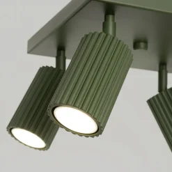 Outlet Sollux Deckenlampe Grün B: 25 cm klein schwenkbar 4x GU10 Aluminium