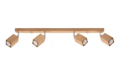 Sollux Deckenlampe Holz 4-flammig 80 cm lang wohnlich GU10* Deckenleuchten|Flurlampen