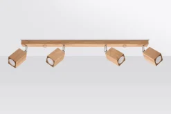 Sollux Deckenlampe Holz 4-flammig 80 cm lang wohnlich GU10* Deckenleuchten|Flurlampen