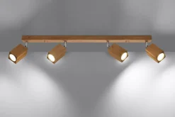 Sollux Deckenlampe Holz 4-flammig 80 cm lang wohnlich GU10* Deckenleuchten|Flurlampen