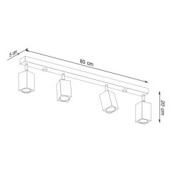 Sollux Deckenlampe Holz 4-flammig 80 cm lang wohnlich GU10* Deckenleuchten|Flurlampen