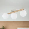 Easylight Deckenlampe Holz Glas 47 cm lang G9 in Hell Weiß 3-flammig* Deckenleuchten|Flurlampen