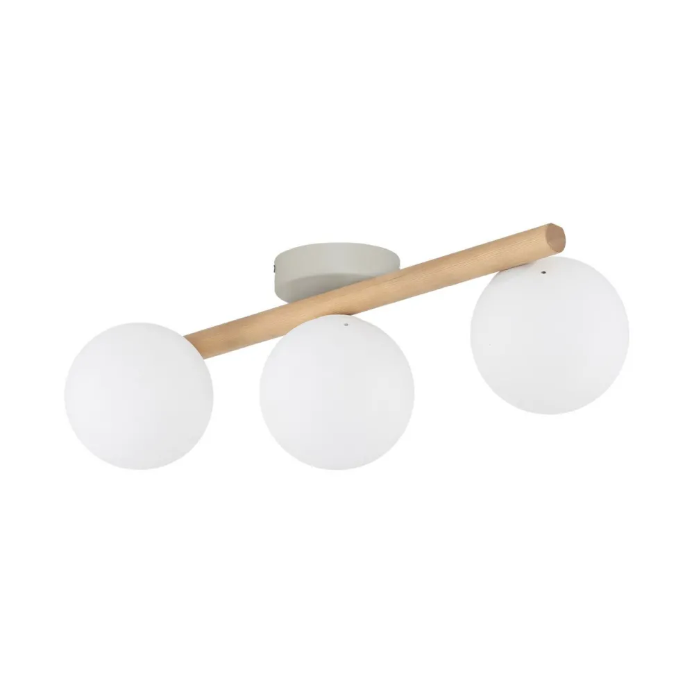 Easylight Deckenlampe Holz Glas 47 cm lang G9 in Hell Weiß 3-flammig* Deckenleuchten|Flurlampen