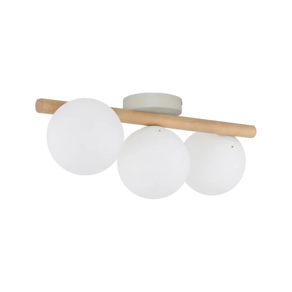 Easylight Deckenlampe Holz Glas 47 cm lang G9 in Hell Weiß 3-flammig* Deckenleuchten|Flurlampen