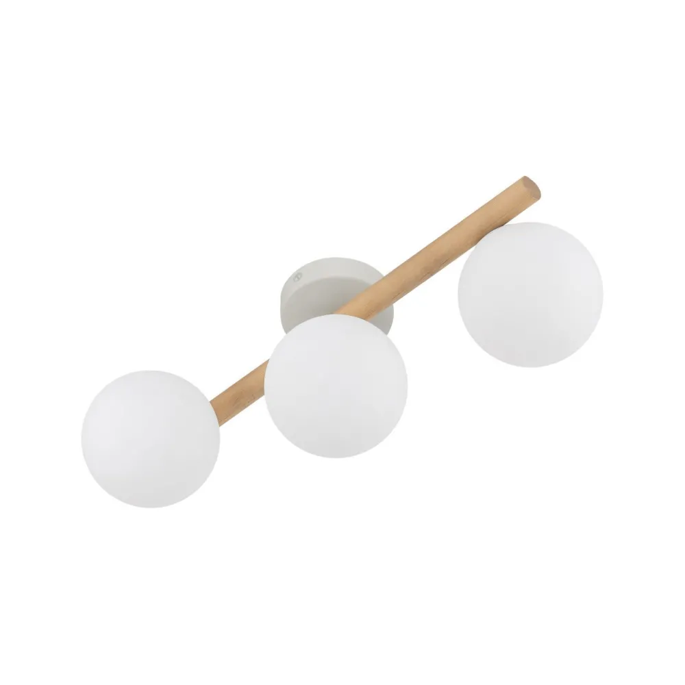 Easylight Deckenlampe Holz Glas 47 cm lang G9 in Hell Weiß 3-flammig* Deckenleuchten|Flurlampen