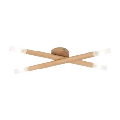 TK Lighting Deckenlampe Holz Glas 50 cm lang in Kiefer Weiß 4x G9* Deckenleuchten|Flurlampen