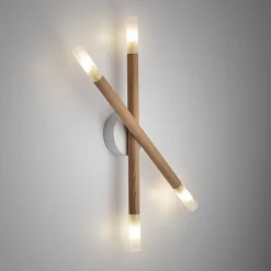 TK Lighting Deckenlampe Holz Glas 50 cm lang in Kiefer Weiß 4x G9* Deckenleuchten|Flurlampen